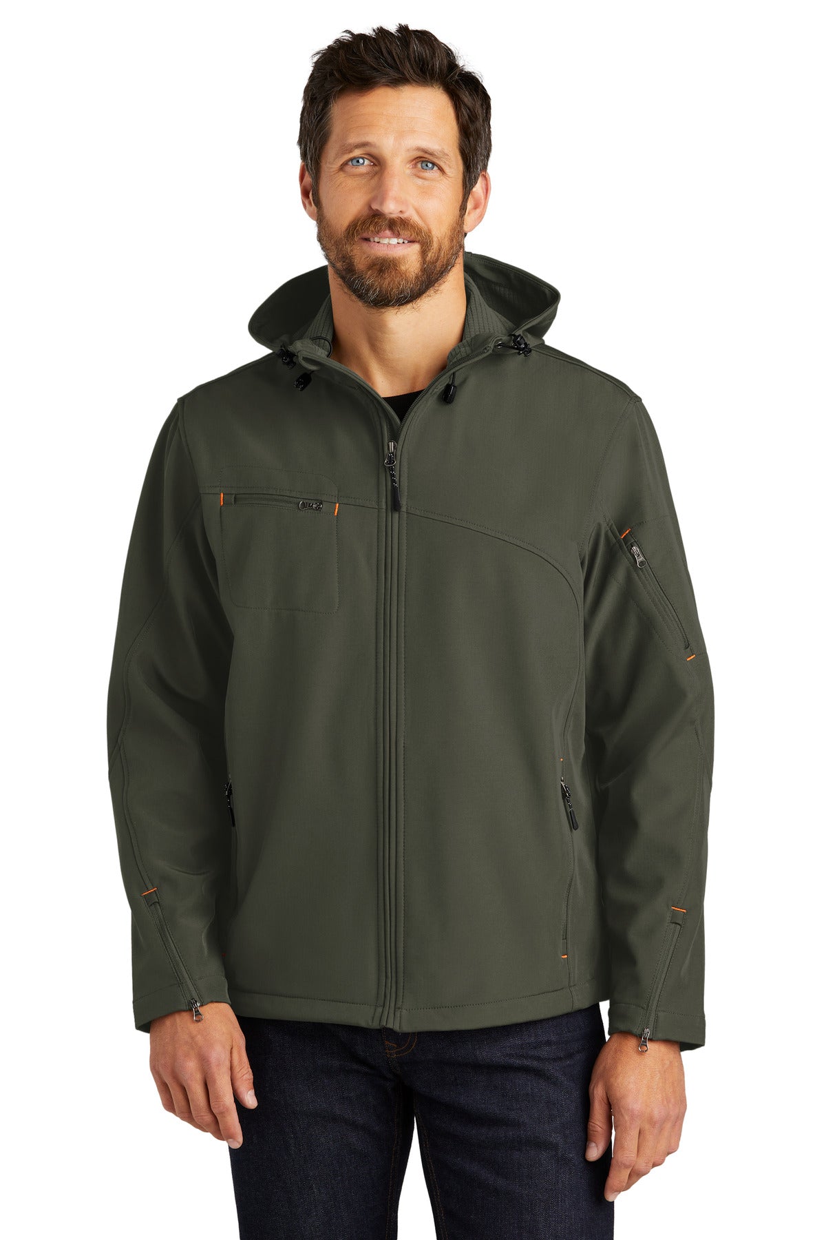 Port Authority® Textured Hooded Soft Shell Jacket