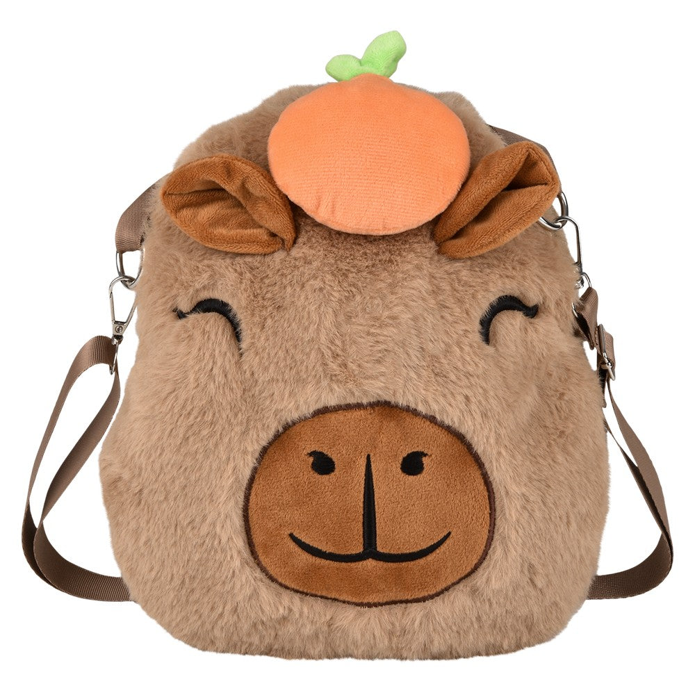 Capybara Plush Crossbody Bag 10"x11.5"
