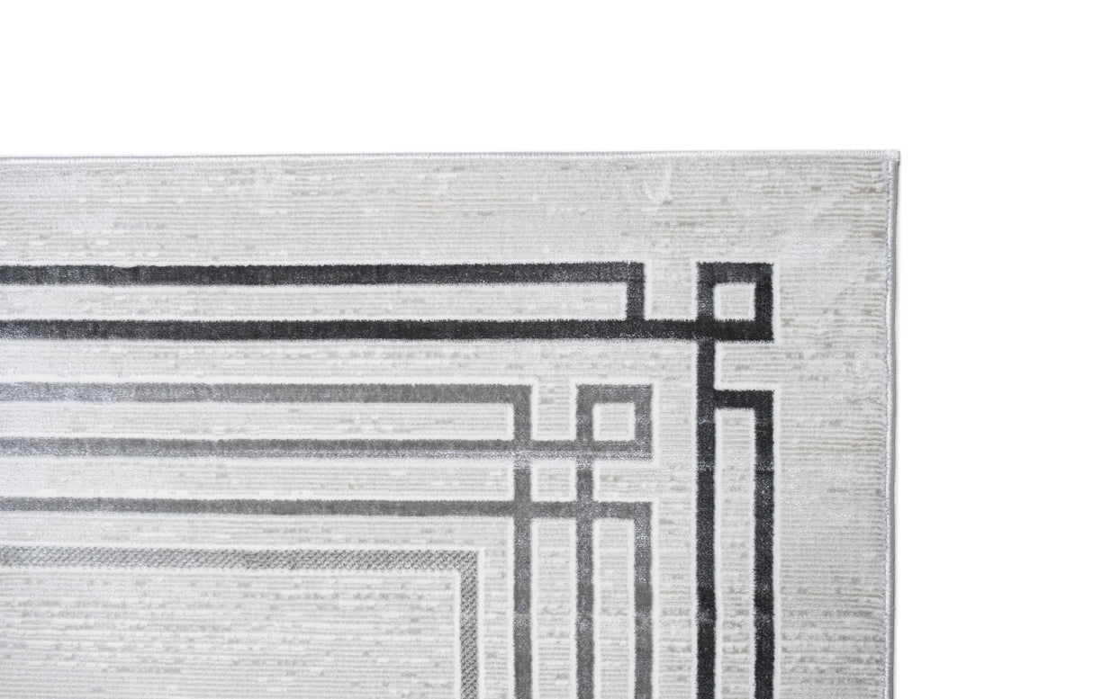 Jade 42 Polyester Shiny Viscose Area Rug - Ivory, D.Grey/Cream, 9' 8" X 13' (1 Unit)