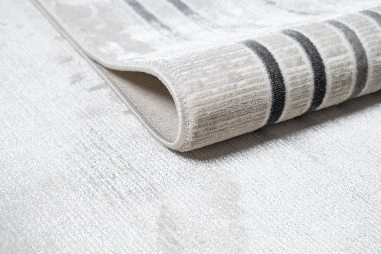 Jade 42 Polyester Shiny Viscose Area Rug - Ivory, D.Grey/Cream, 9' 8" X 13' (1 Unit)