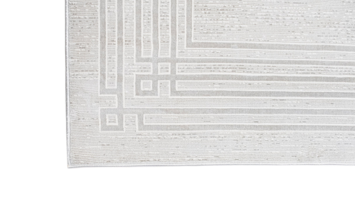 Jade 42 Polyester Shiny Viscose Area Rug - Ivory, D.Grey/Cream, 9' 8" X 13' (1 Unit)