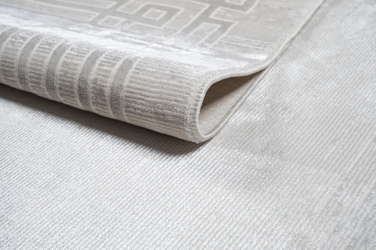 Jade 42 Polyester Shiny Viscose Area Rug - Ivory, D.Grey/Cream, 9' 8" X 13' (1 Unit)