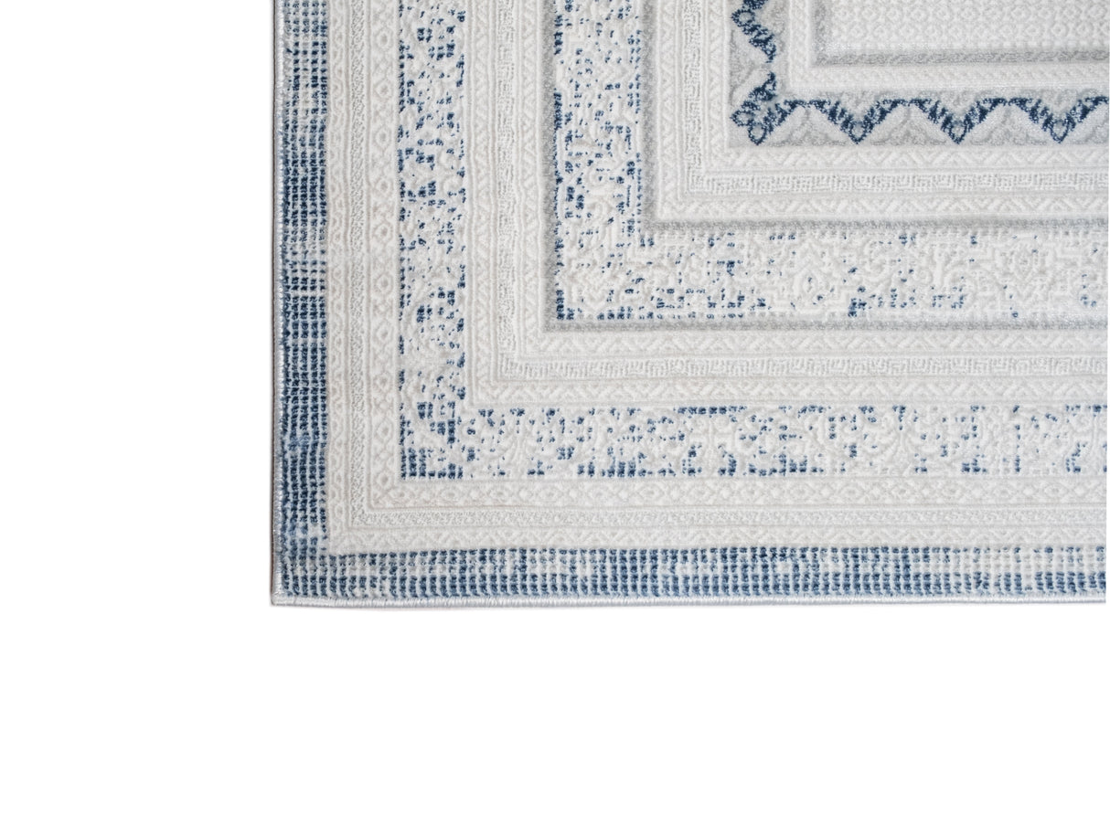 Jade 48 Blue Polyester Viscose Area Rug - Blue, Machine Loom, 7' 8" X 10' 5" (1 Rug)