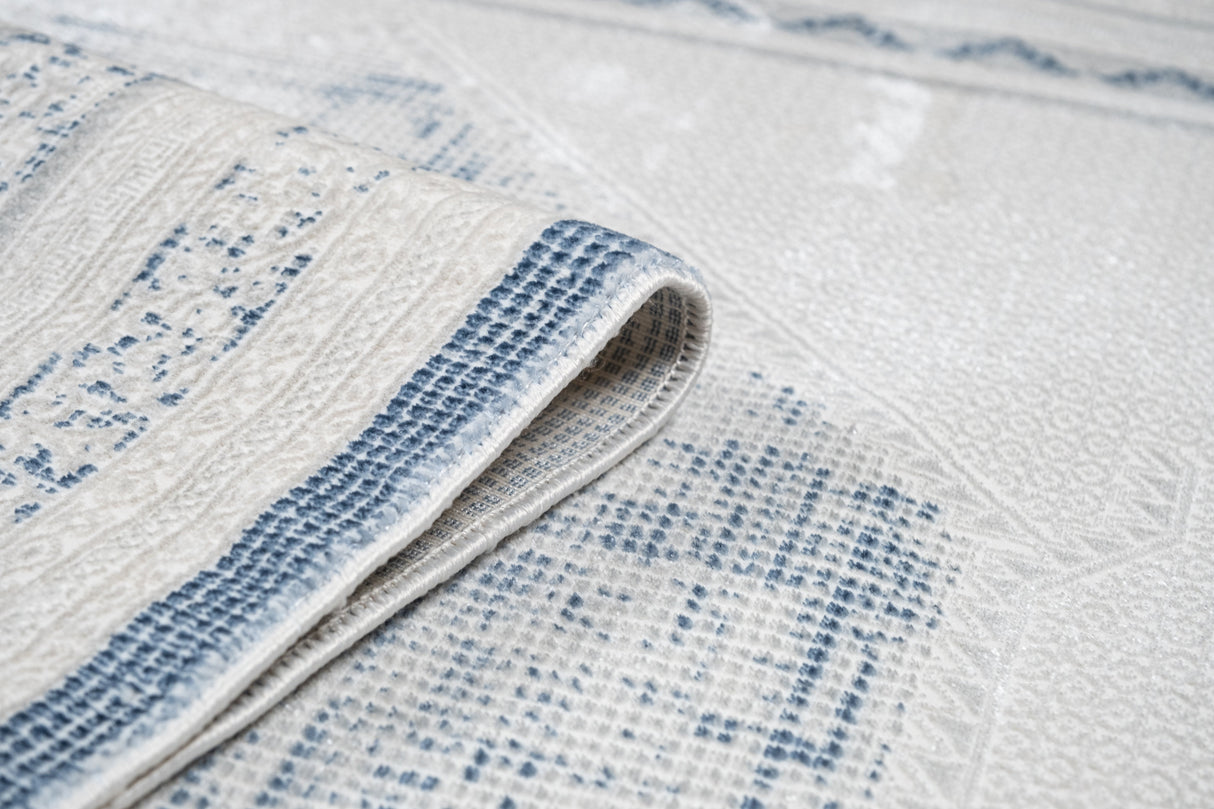 Jade 48 Blue Polyester Viscose Area Rug - Blue, Machine Loom, 7' 8" X 10' 5" (1 Rug)