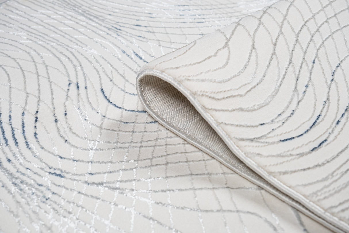 Jade 49 Blue/Cream Polyester Viscose Area Rug - Blue/Cream, 9' 8" X 13' (1 Piece)