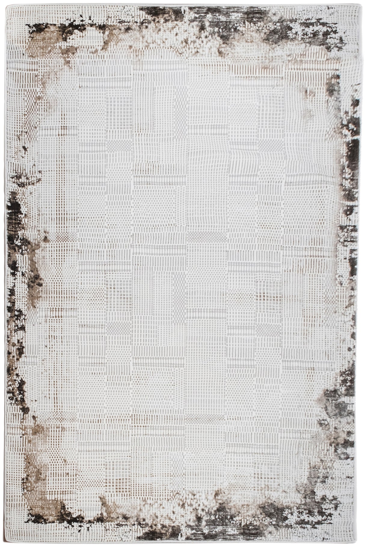 Jade 50 Brown/Cream Area Rug - Brown/Cream, 100% Polyester/Shiny Viscose, Machine Loom, Made In Turkey (9' 8" X 13')
