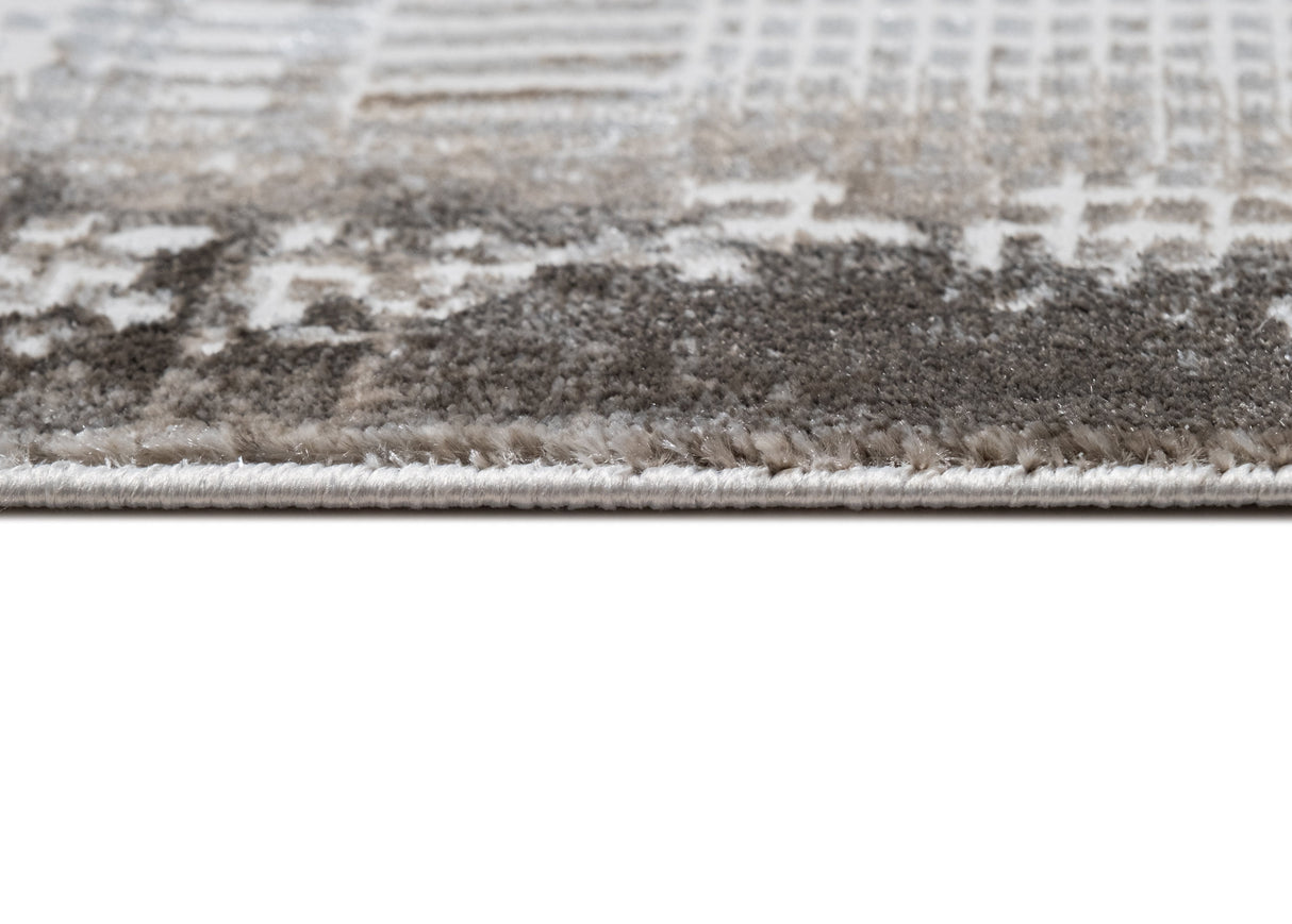 Jade 50 Brown/Cream Area Rug - Brown/Cream, 100% Polyester/Shiny Viscose, Machine Loom, Made In Turkey (9' 8" X 13')
