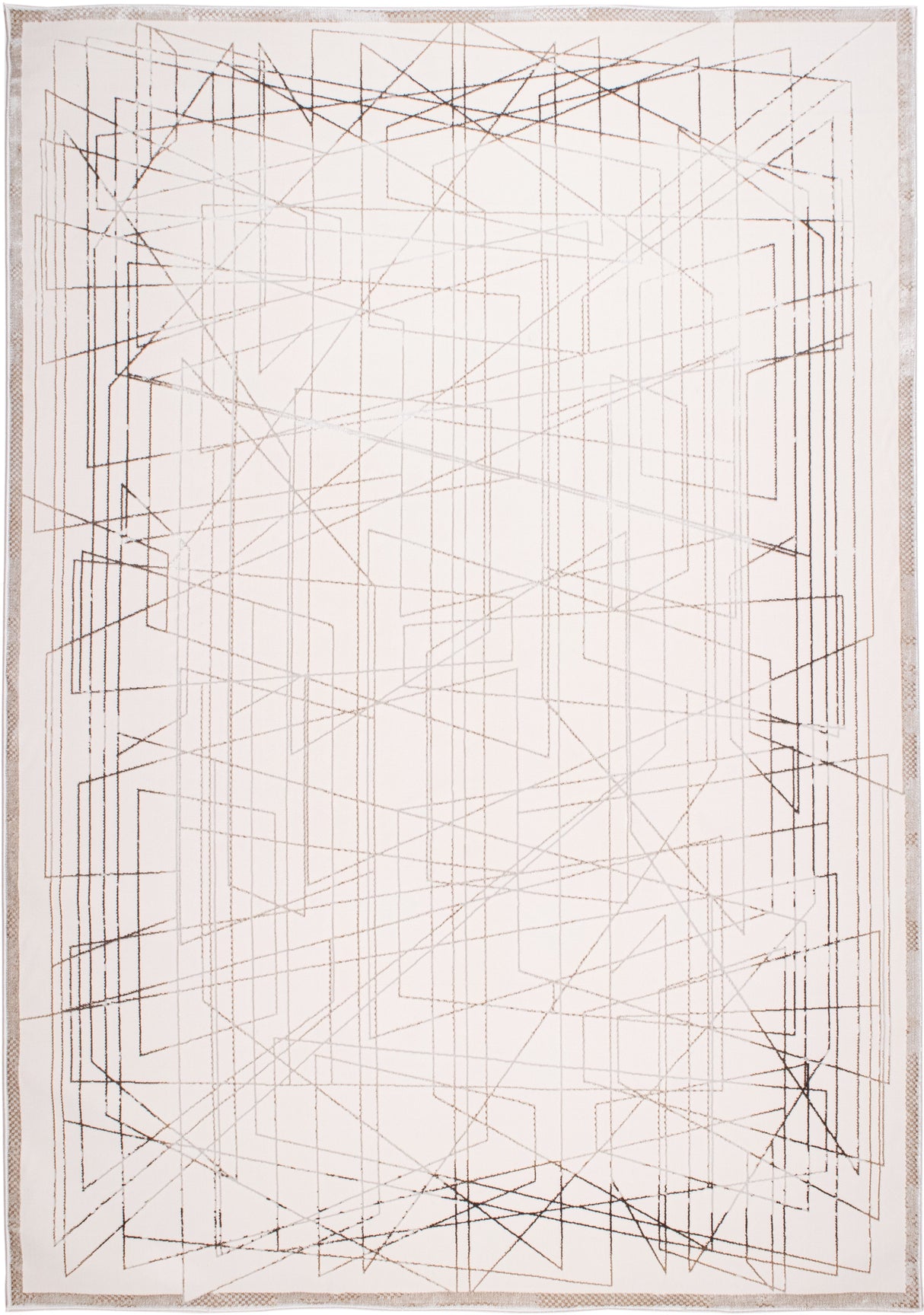 Jade 51 Polyester Viscose Area Rug - Brown/Cream, Machine Loom, Made In Turkey, 9' 8" X 13' (1 Rug)