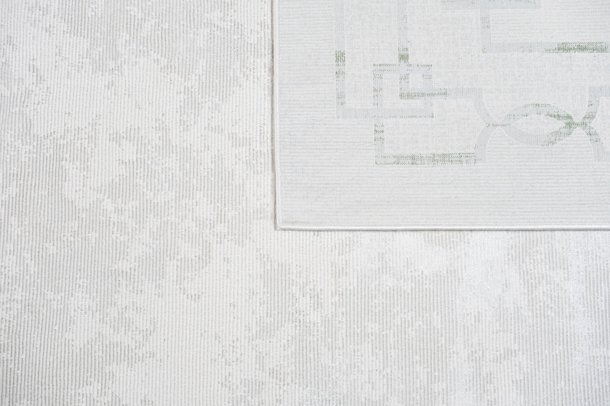 Jade 52 Polyester Shiny Viscose Area Rug - Green/Cream, Machine Loom, Made In Turkey (9' 8" X 13')