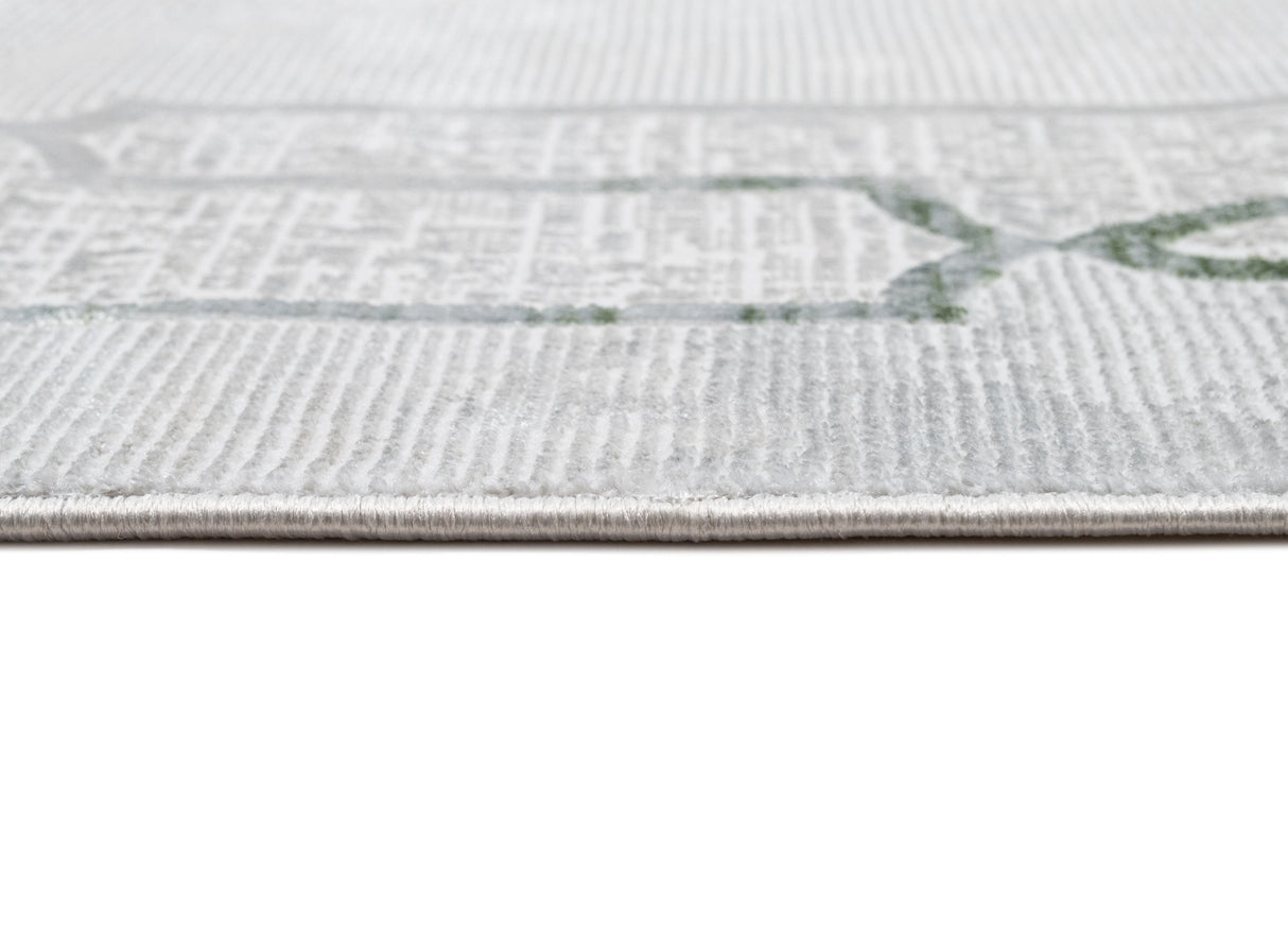 Jade 52 Polyester Shiny Viscose Area Rug - Green/Cream, Machine Loom, Made In Turkey (9' 8" X 13')