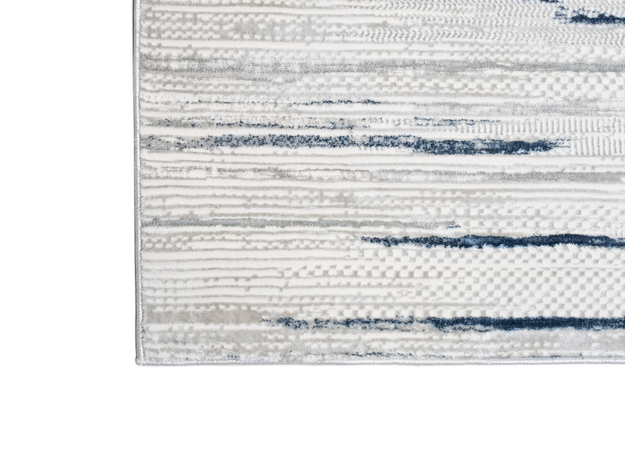 Jade 53 Blue/Cream Polyester Viscose Area Rug - Blue/Cream, Machine Loom, Made In Turkey (1 Piece)