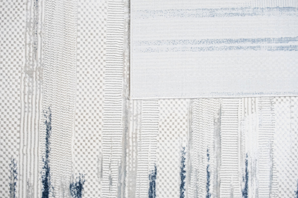 Jade 53 Blue/Cream Polyester Viscose Area Rug - Blue/Cream, Machine Loom, Made In Turkey (1 Piece)