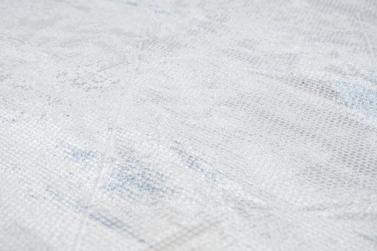 Jade 55 Area Rug - Blue/Cream, 100% Polyester/Shiny Viscose, Machine Loom, Made In Turkey (9' 8" X 13')