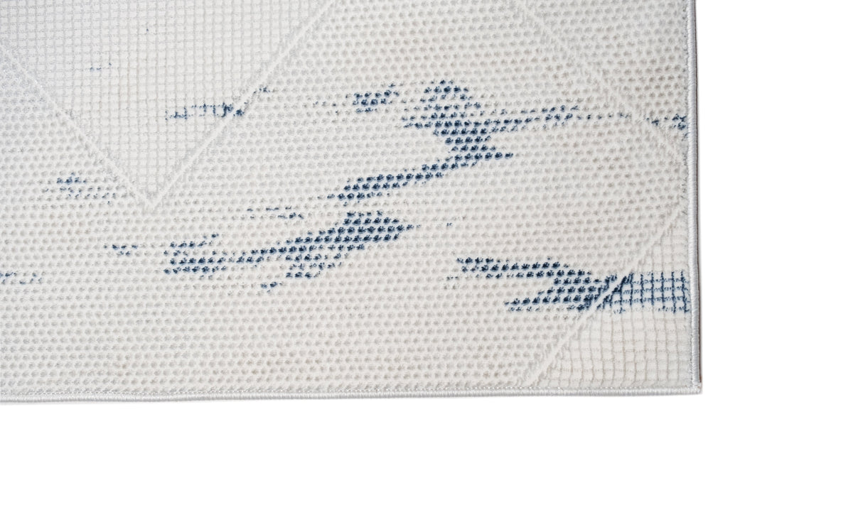Jade 55 Area Rug - Blue/Cream, 100% Polyester/Shiny Viscose, Machine Loom, Made In Turkey (9' 8" X 13')