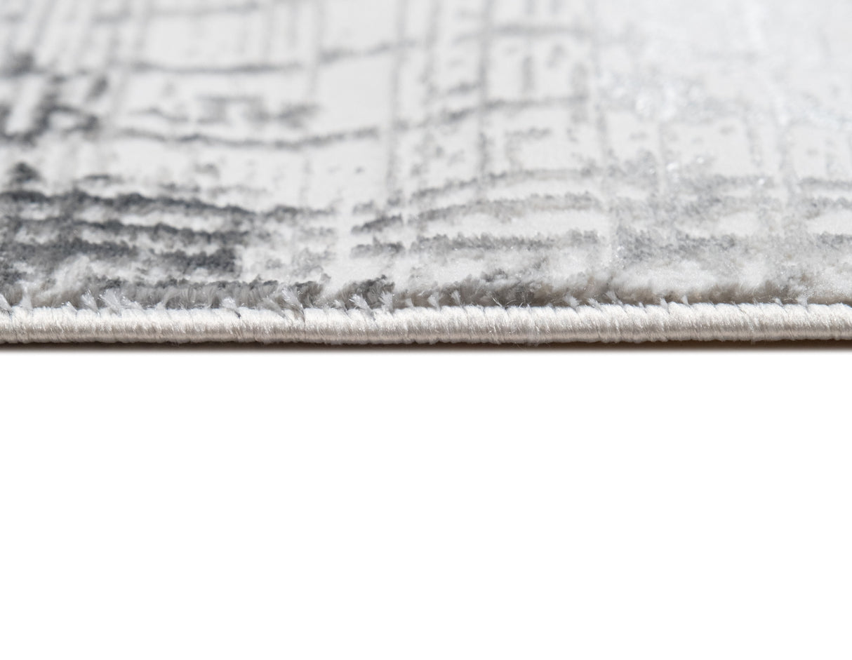 Jade 56 Area Rug - Dark Grey/Cream, 100% Polyester/Shiny Viscose, Machine Loom, Made In Turkey (9' 8" X 13')