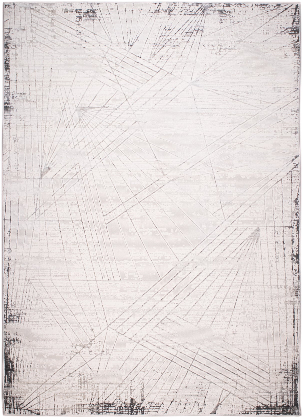 Jade 56 Area Rug - Dark Grey/Cream, 100% Polyester/Shiny Viscose, Machine Loom, Made In Turkey (9' 8" X 13')