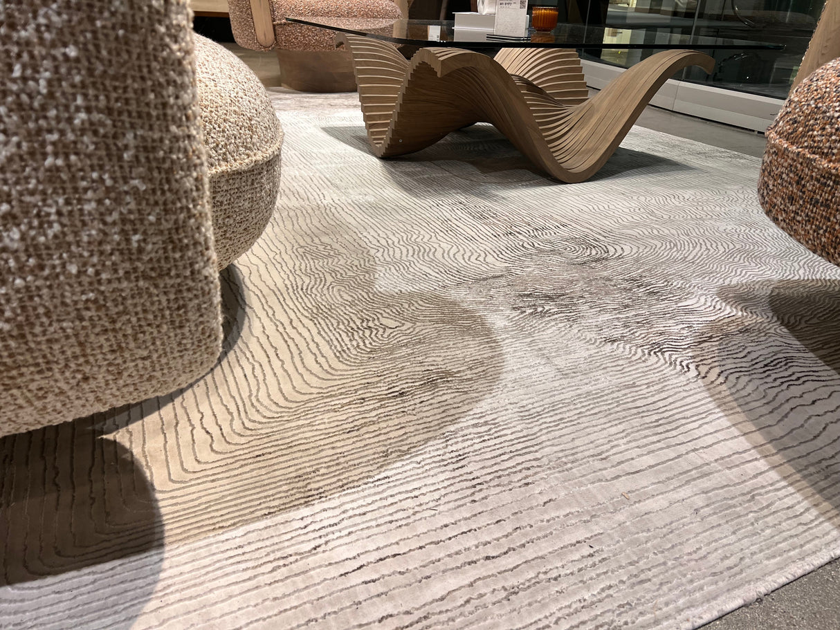 Jade 57 Area Rug - Brown/Cream, 100% Polyester/Shiny Viscose, Machine Loom, Made In Turkey, 9' 8" X 13' (1 Piece)