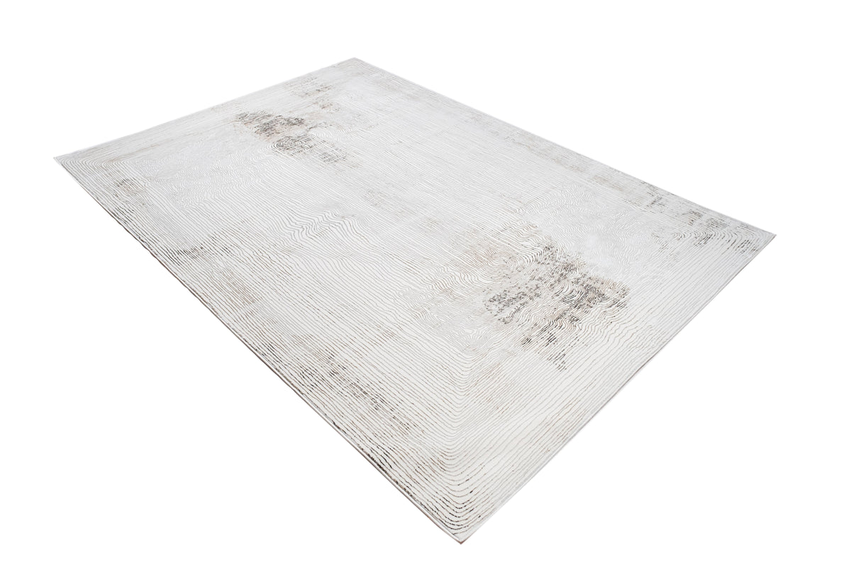 Jade 57 Area Rug - Brown/Cream, 100% Polyester/Shiny Viscose, Machine Loom, Made In Turkey, 9' 8" X 13' (1 Piece)
