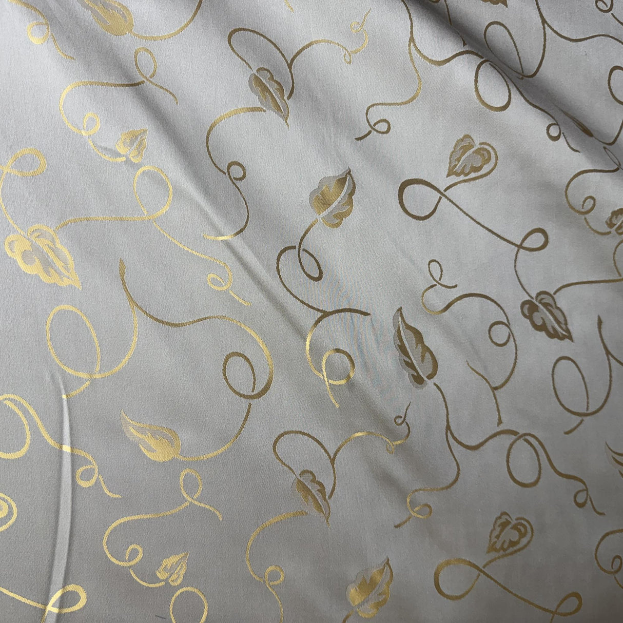 Jaipur Silk Fabric - Metallic Base Abstract Leaves, 54" Width (1 Yard)