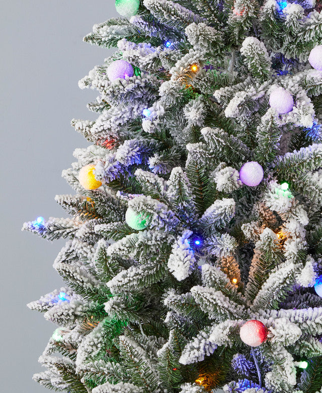6' Slim Snow Kissed Pine Tree Multicolor LED