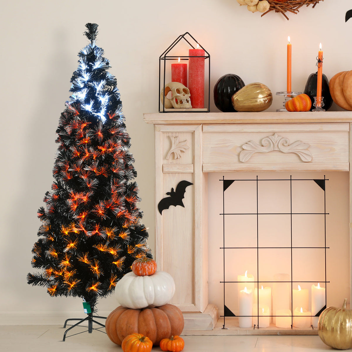 6 ft. Pre-Lit Black Halloween Tree with Candy Corn Lights