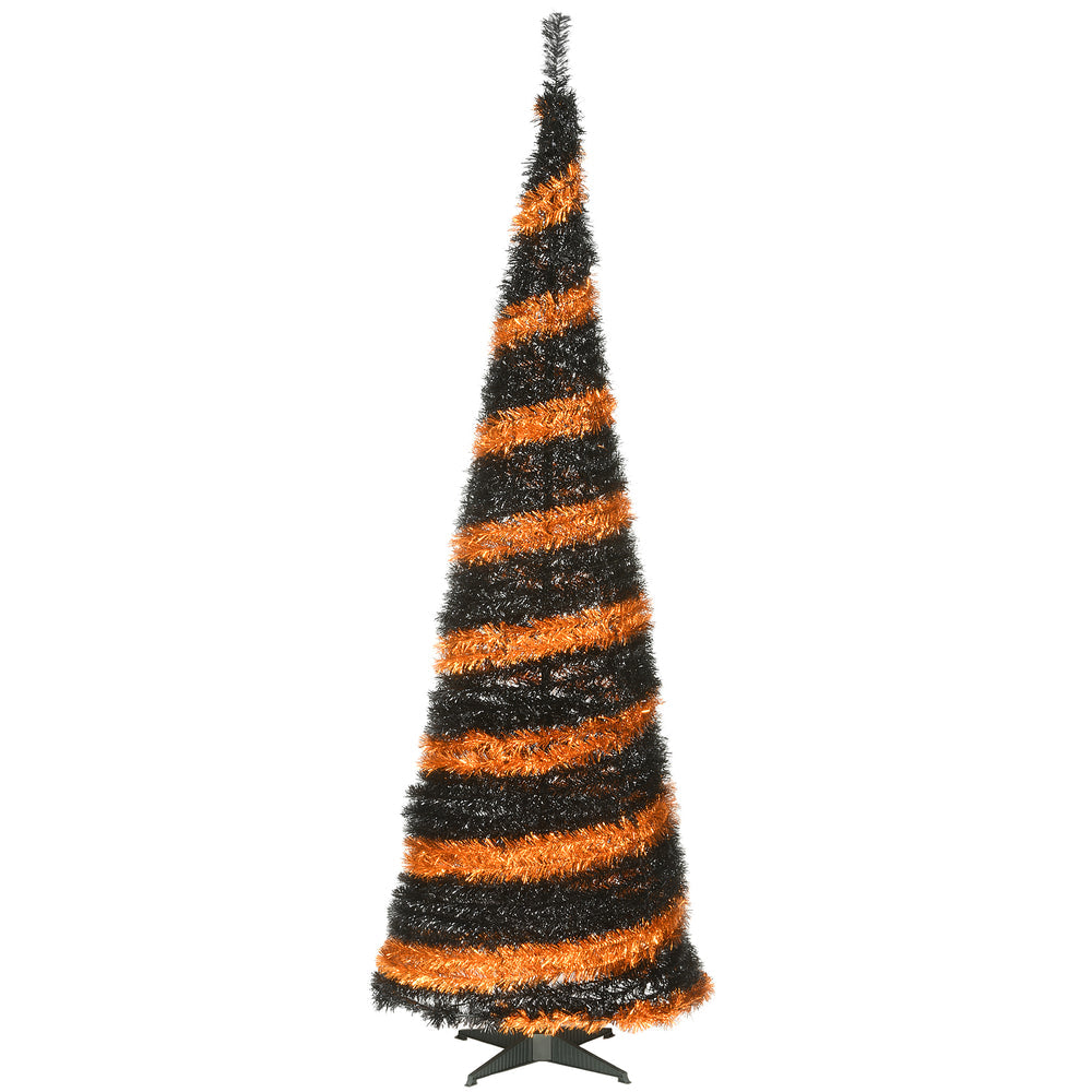 7.5 ft. Halloween Black and Orange Tinsel Tree