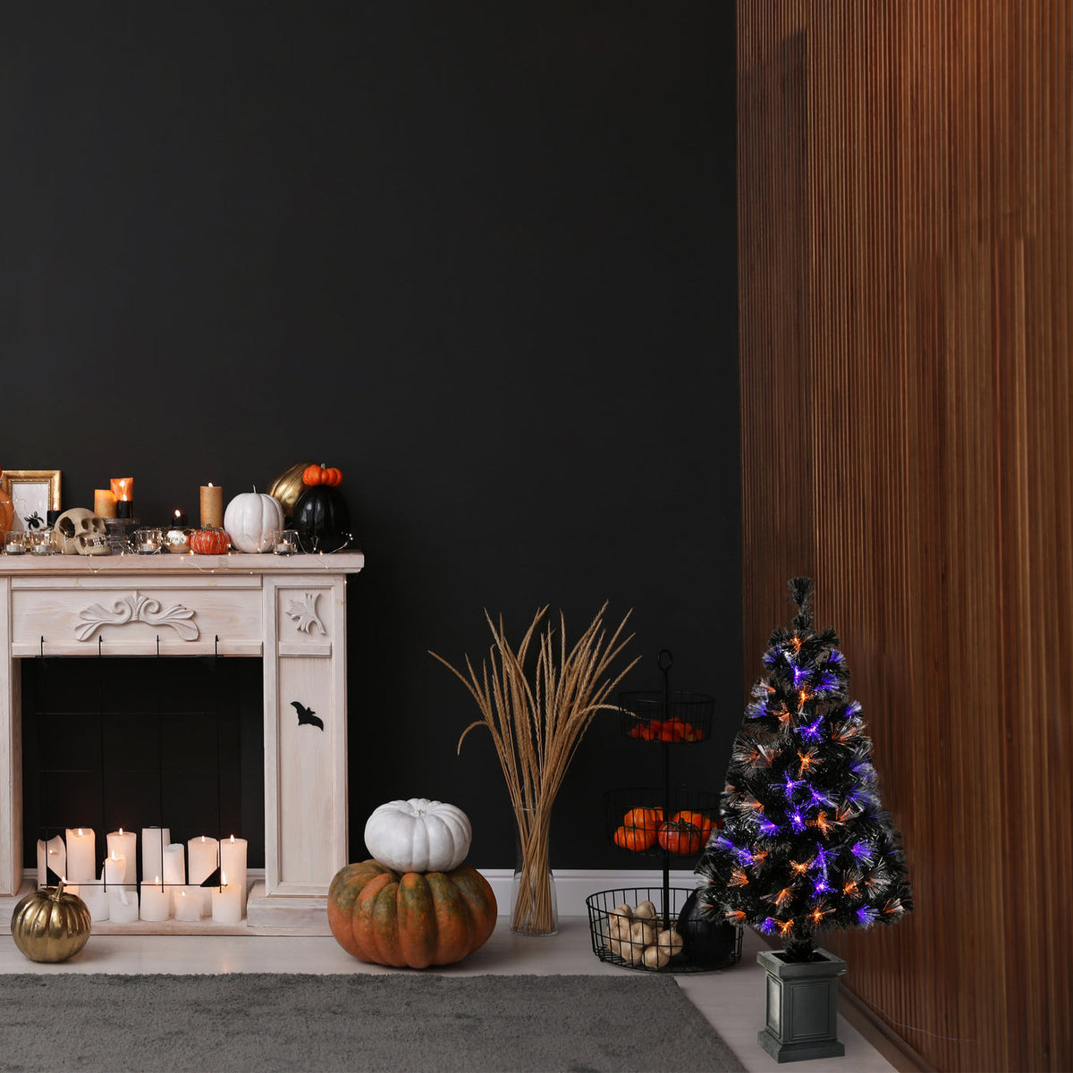 4 ft. Pre-Lit Black Halloween Tree with LED Lights