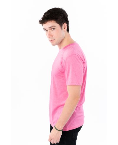 Lucky Blessed Life 3142P Polyester Cotton Fabric - Heather Pink, Sublimation T-Shirt, 4.2 Oz, Side Seam, Ribbed Neck (1 Piece)