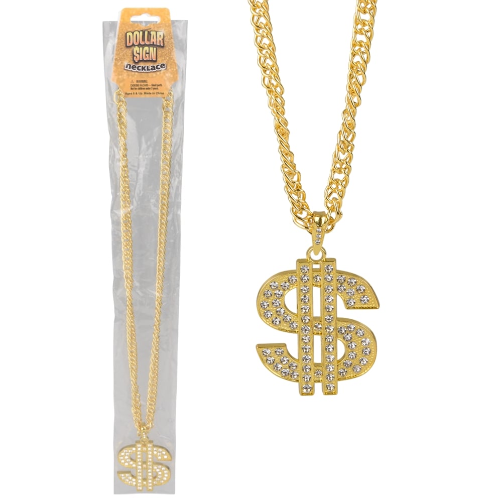 Dollar Sign Necklace Gold 30" (1 DZ)