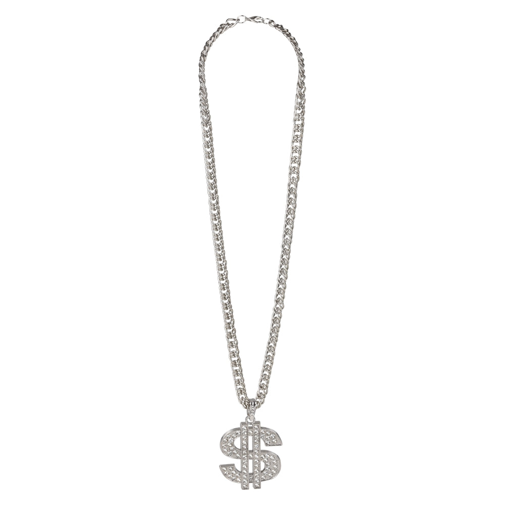 Dollar Sign Necklace Silver 30" (1 DZ)