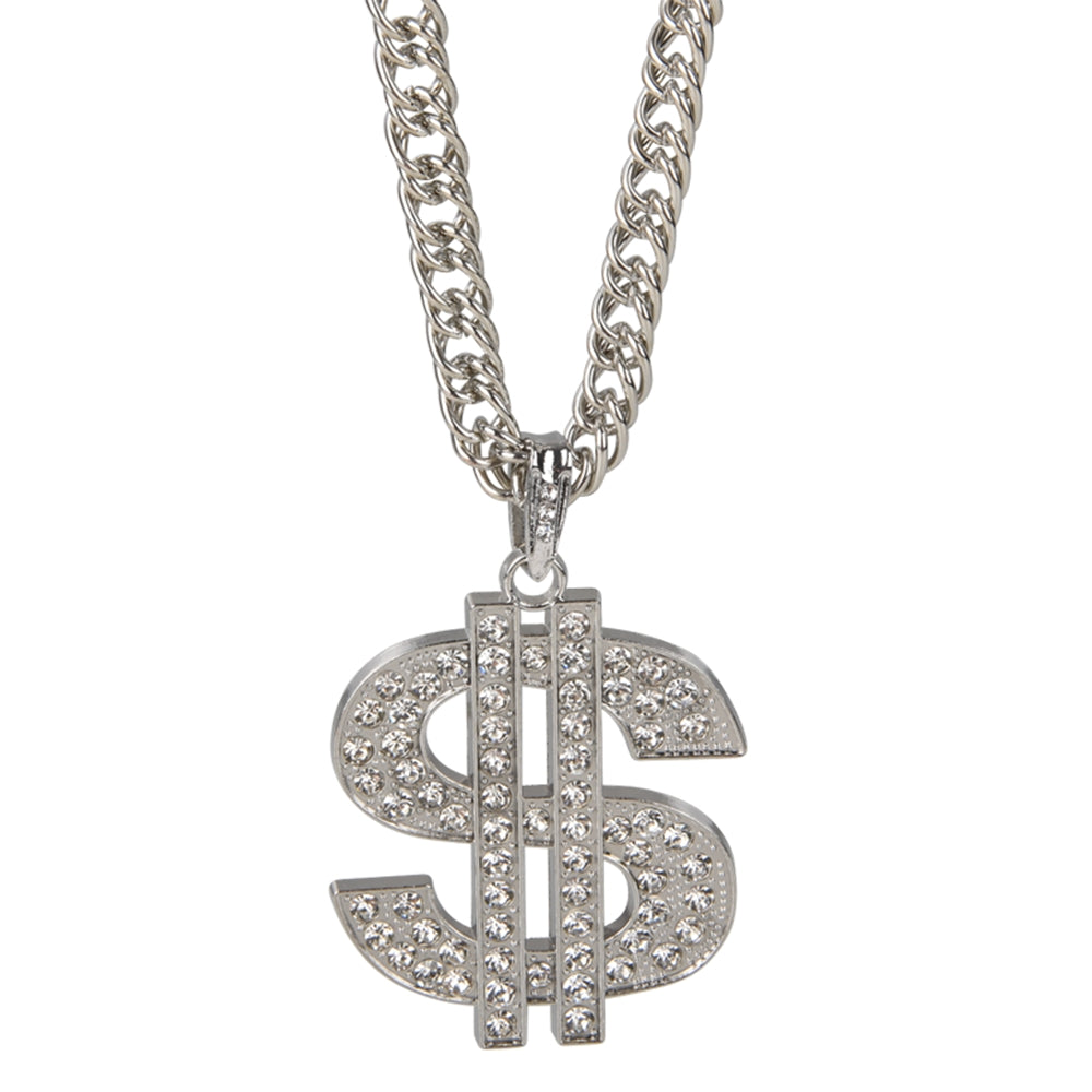 Dollar Sign Necklace Silver 30" (1 DZ)