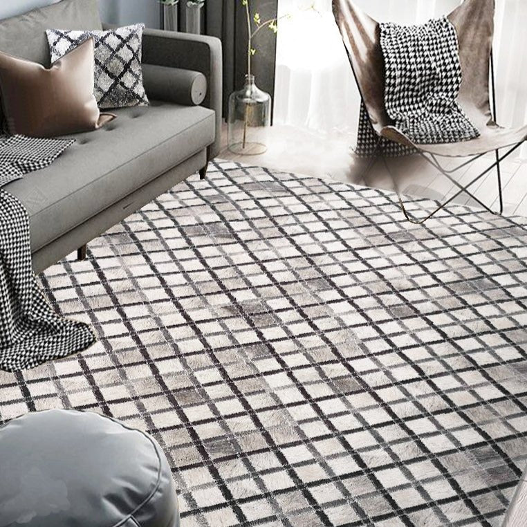 Vegan Diamond Patchwork Polyester Fabric - Gray Black Faux Hide Cowhide, Diamond Patchwork, 10' X 13' (1 Piece)