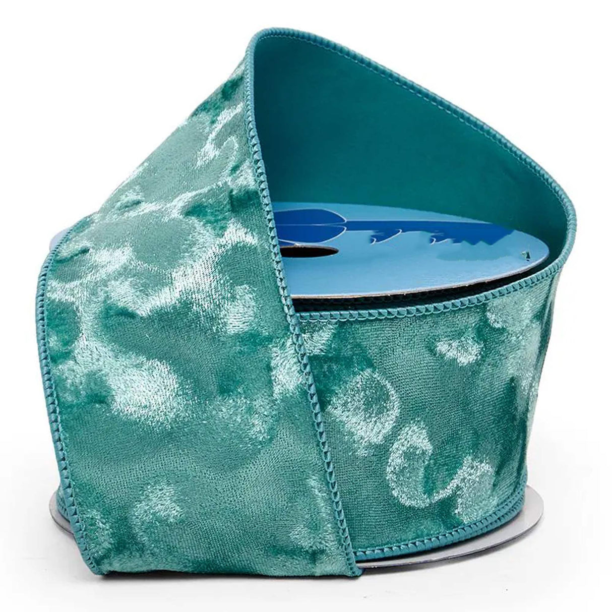 Brushed Velvet Wired Ribbon 2 1/2 '' X 10 yd Aqua Color 1 / roll