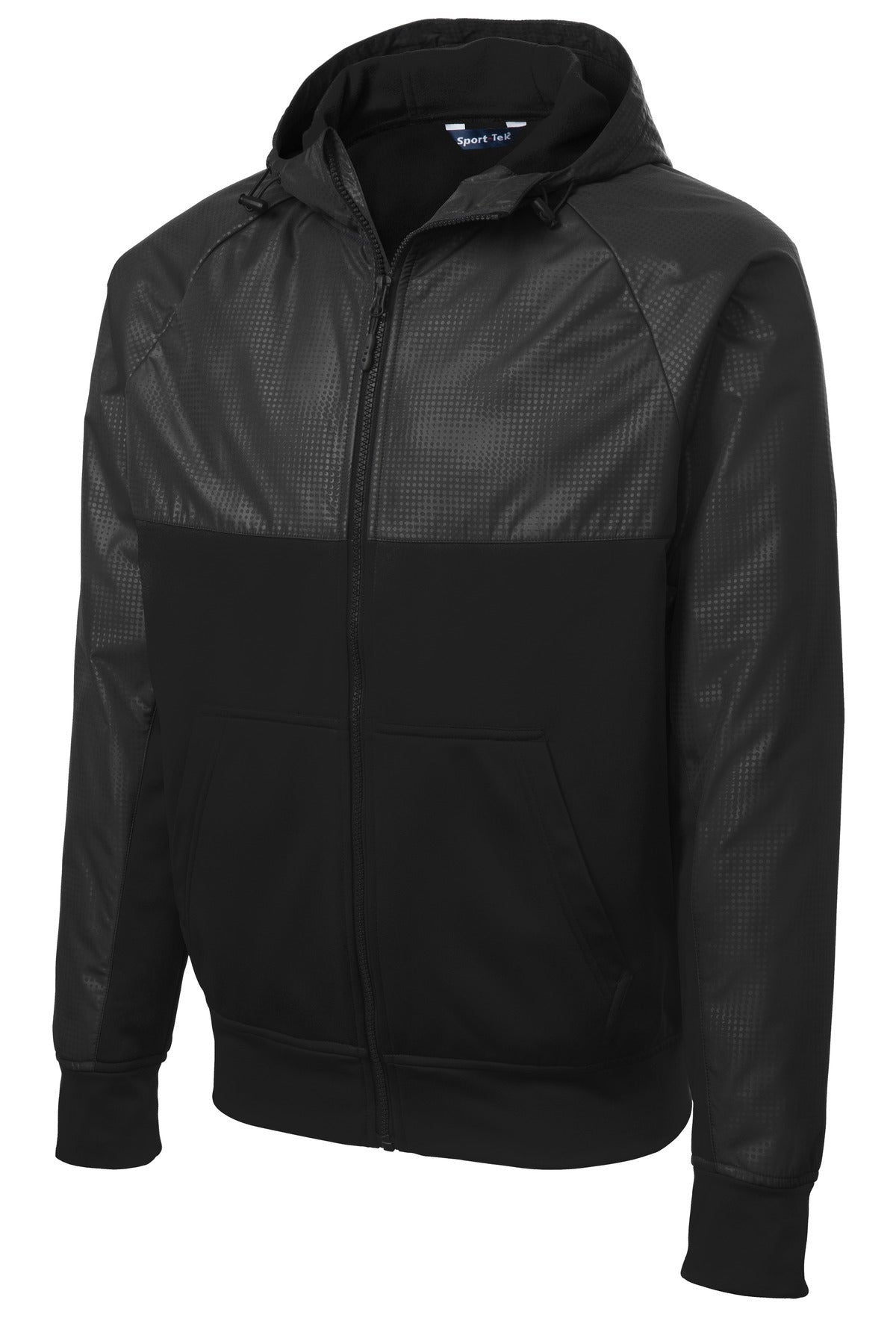 Sport-Tek® Embossed Hybrid Full-Zip Hooded Jacket.