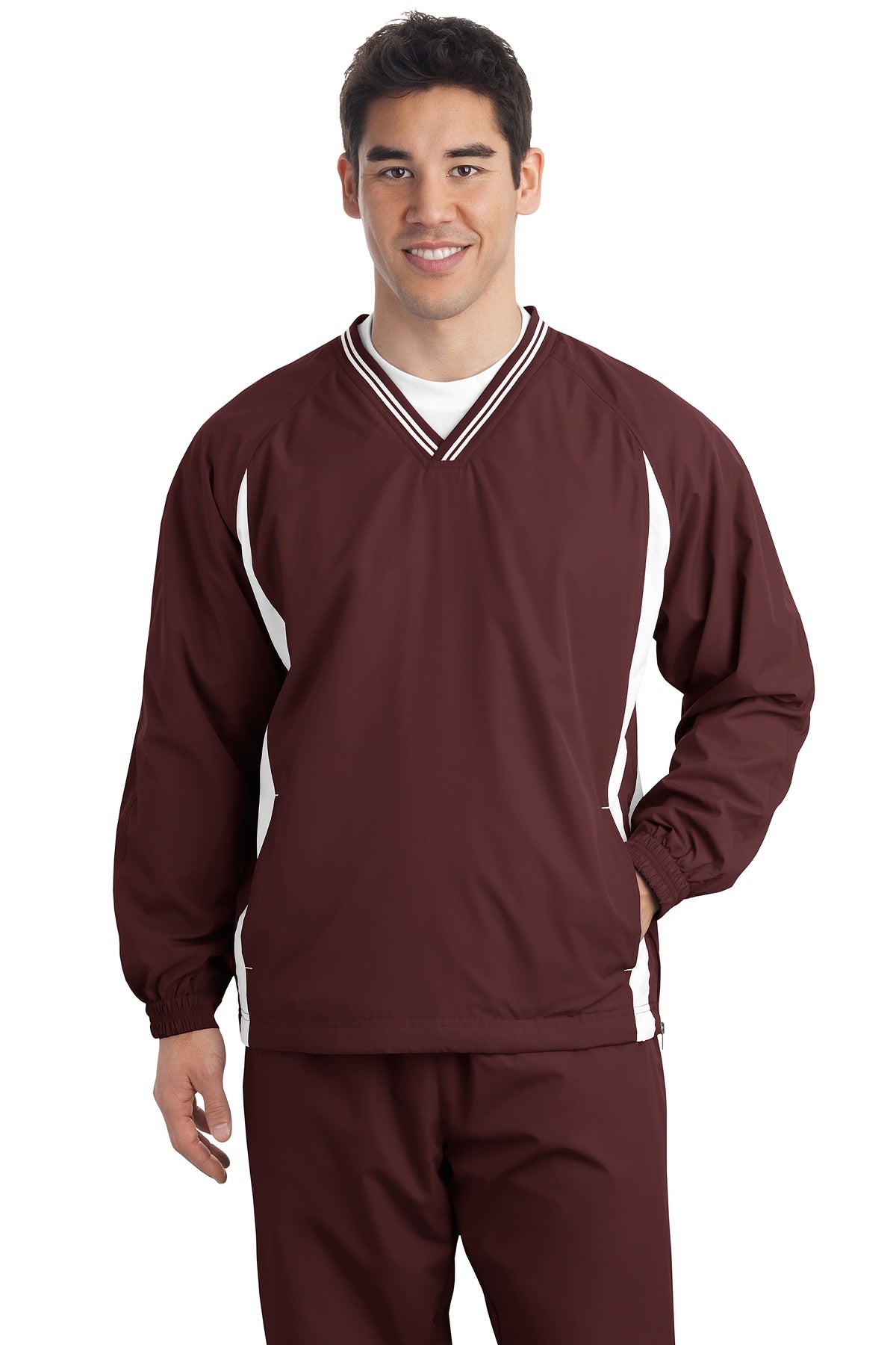 Sport-Tek® Tall Tipped V-Neck Raglan Wind Shirt