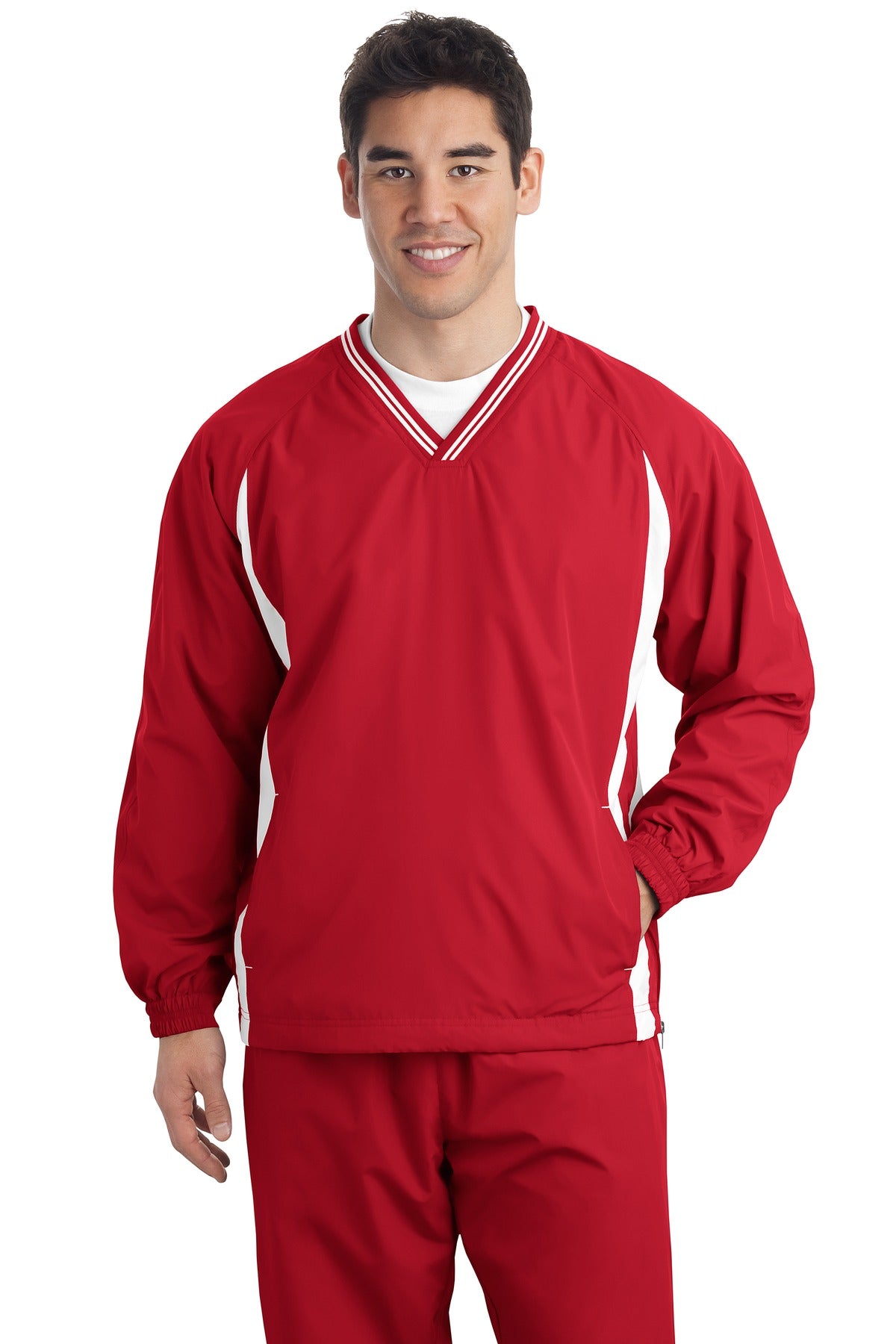 Sport-Tek® Tall Tipped V-Neck Raglan Wind Shirt