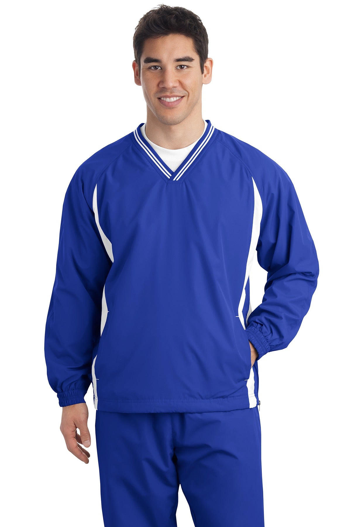 Sport-Tek® Tall Tipped V-Neck Raglan Wind Shirt