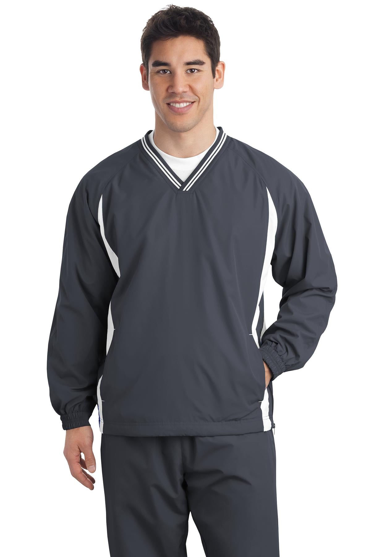 Sport-Tek® Tall Tipped V-Neck Raglan Wind Shirt