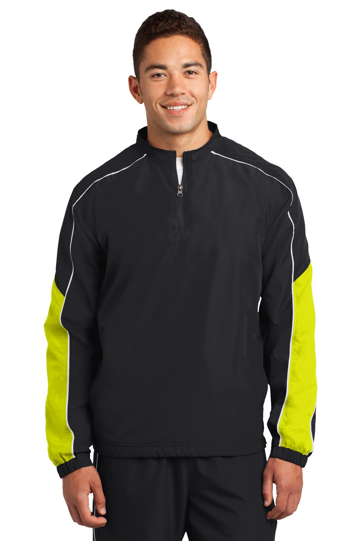 Sport-Tek® Piped Colorblock 1/4-Zip Wind Shirt.