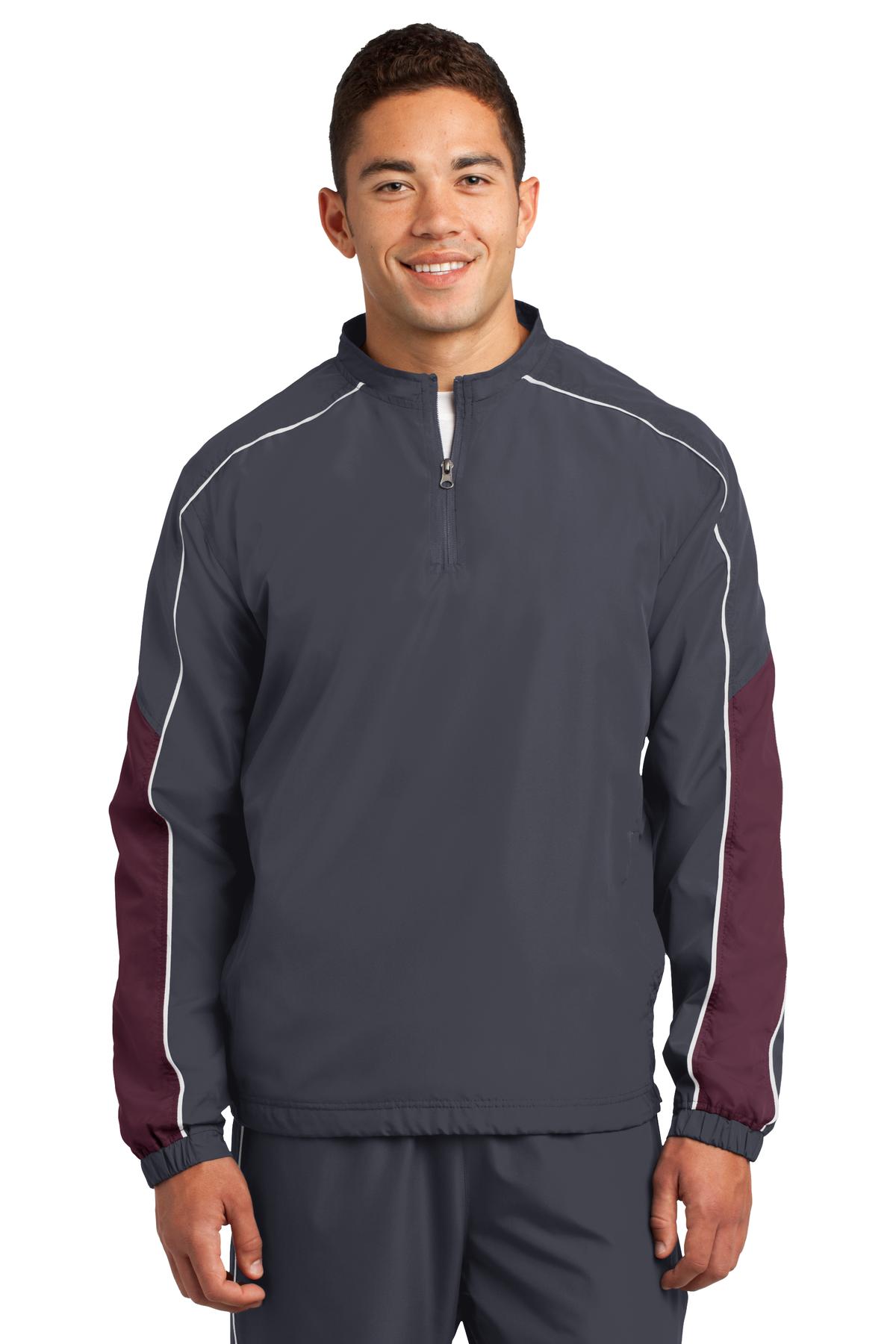 Sport-Tek® Piped Colorblock 1/4-Zip Wind Shirt.