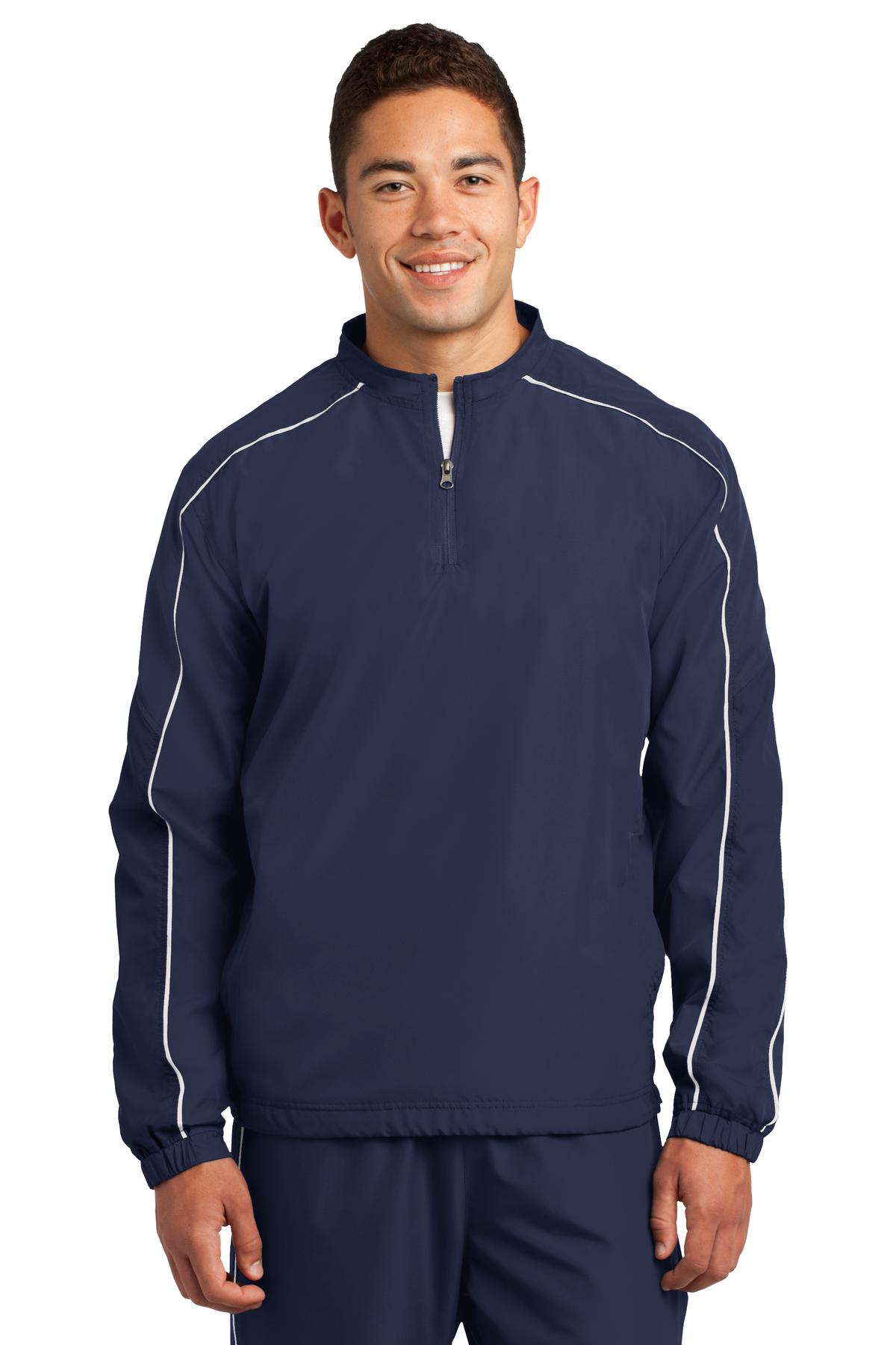 Sport-Tek® Piped Colorblock 1/4-Zip Wind Shirt.