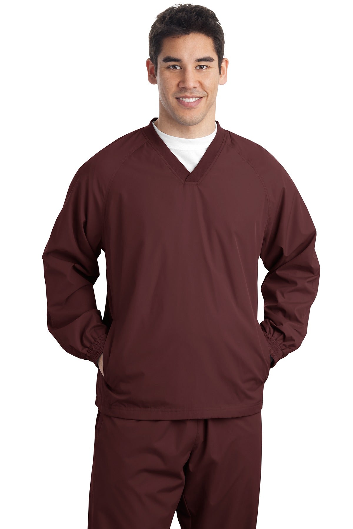 Sport-Tek® Tall V-Neck Raglan Wind Shirt