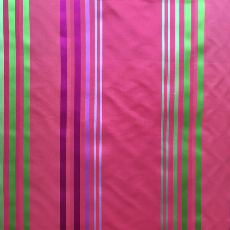 Justin Silk Fabric - Shiny Multicolored Stripe, 54" Width (1 Yard)