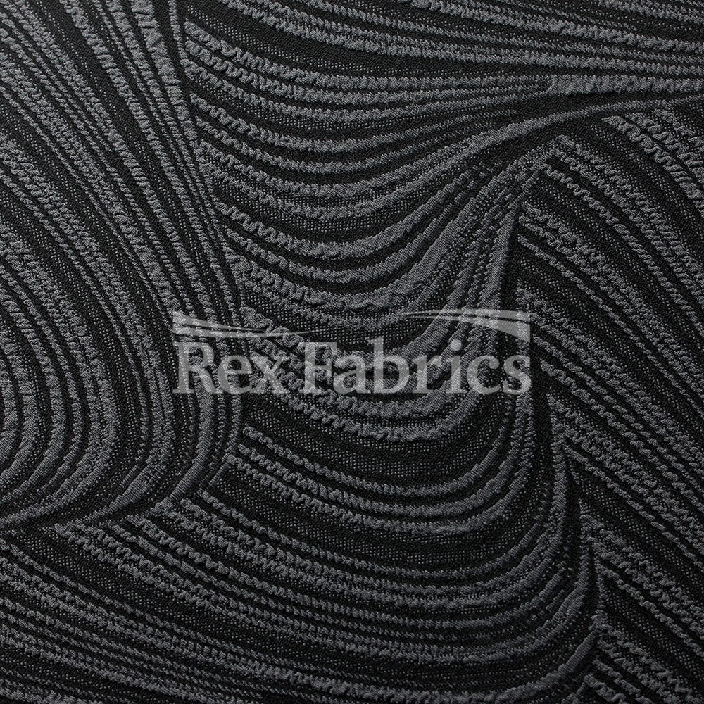 Jacquard Wave Nylon Polyester Spandex Fabric - Multiple Colors, Wave Jacquard Texture, 61" Width (1 Yard)