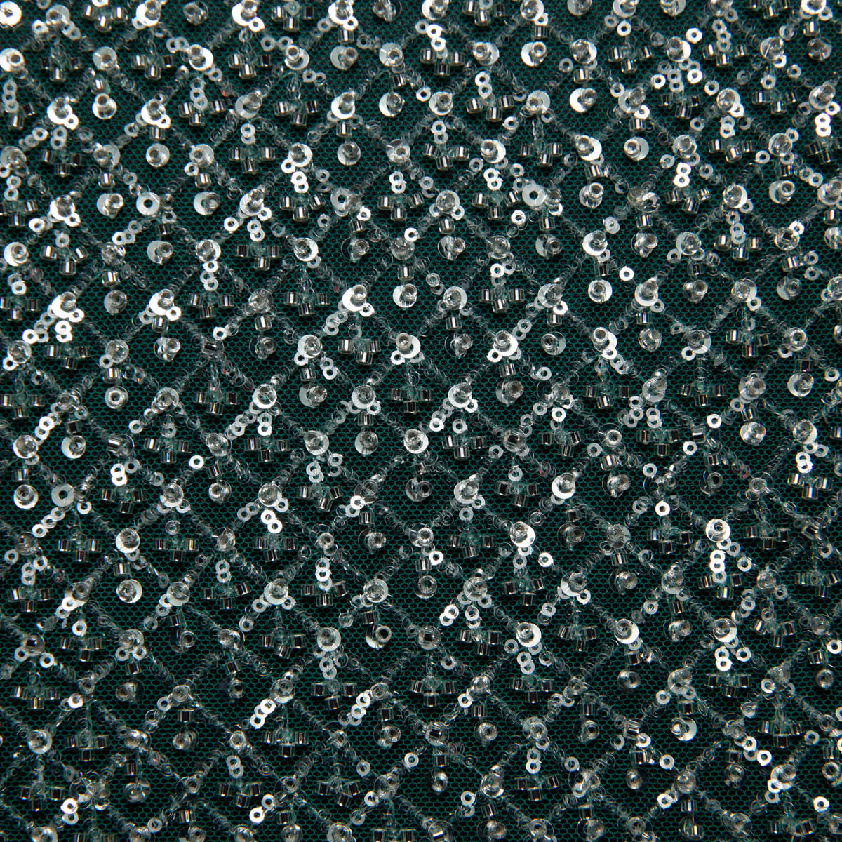 1 Yard Embroidered Tulle Lace Fabric with Sequins, 52" Wide