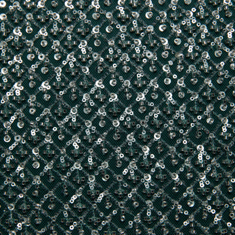 1 Yard Embroidered Tulle Lace Fabric with Sequins, 52" Wide
