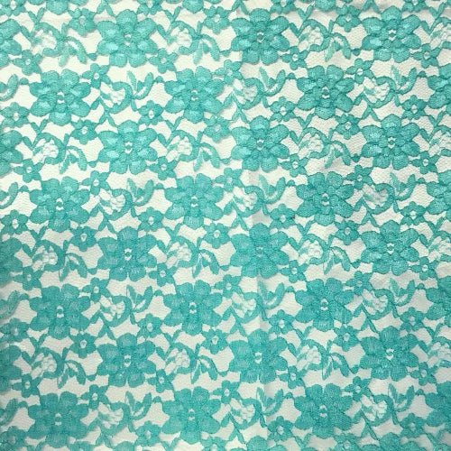 Jade Raschel Lace Polyester Fabric - Jade Green French Floral, 60" Width