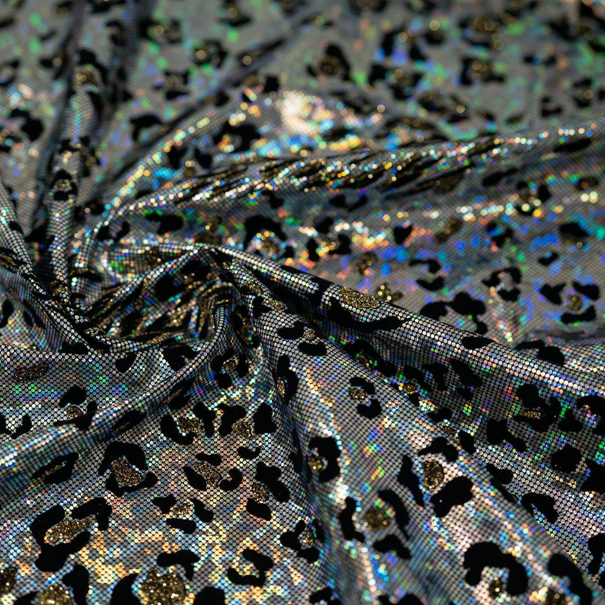 Jag City Shattered Glass Foiled Spandex Fabric - Animal Print, 56" Width (1 Yard)