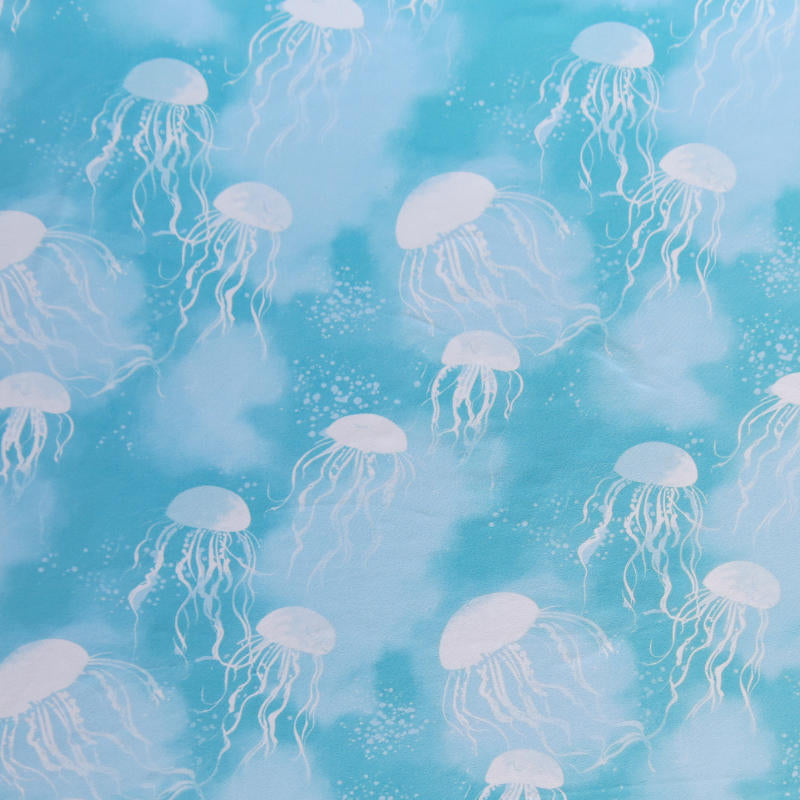Poly Spandex Swimsuit Fabric Jellyfish Print Blue Green