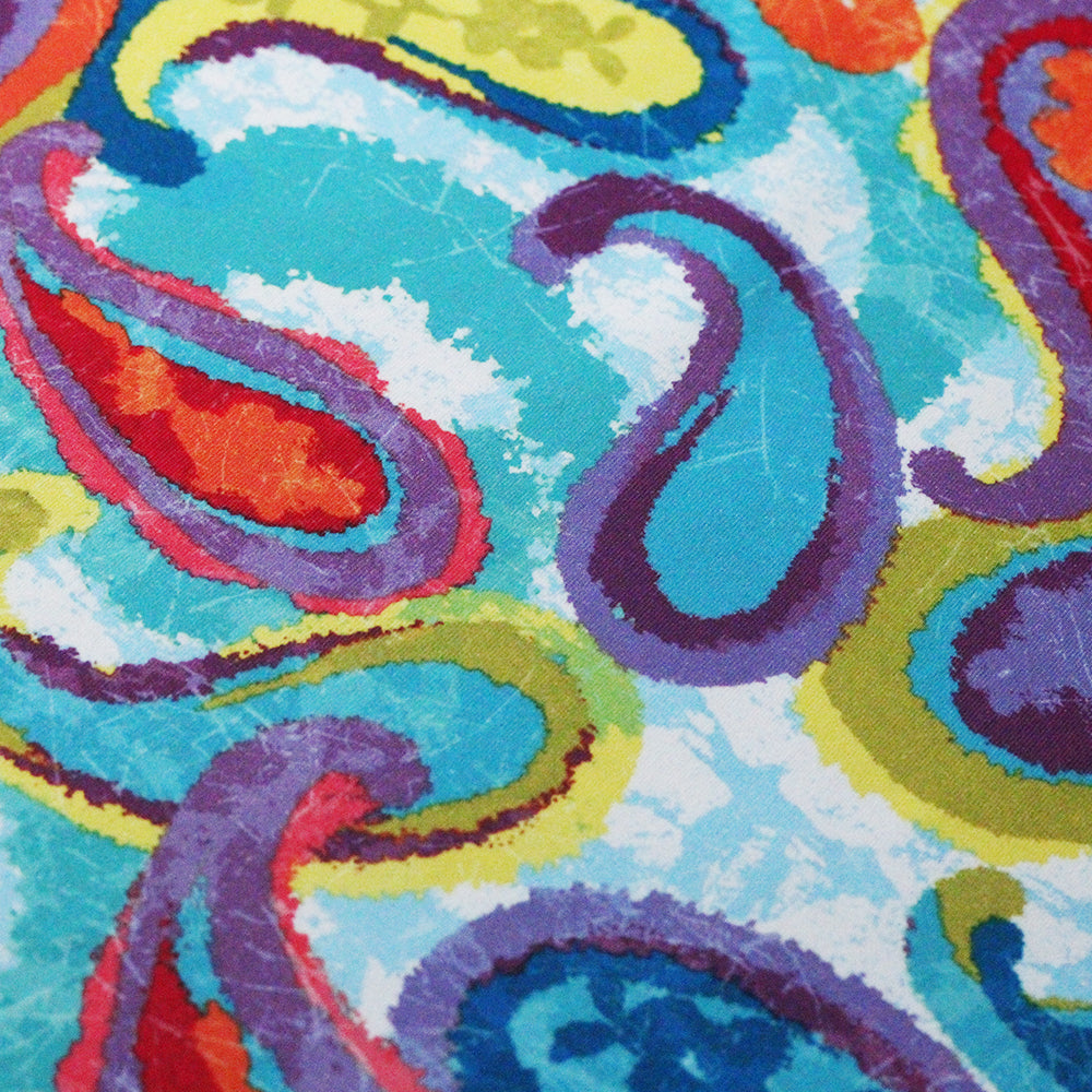 Jesty Paisley Polyester Spandex Fabric - Multi-Color Paisley Print, 58/60" Width (1 Yard)